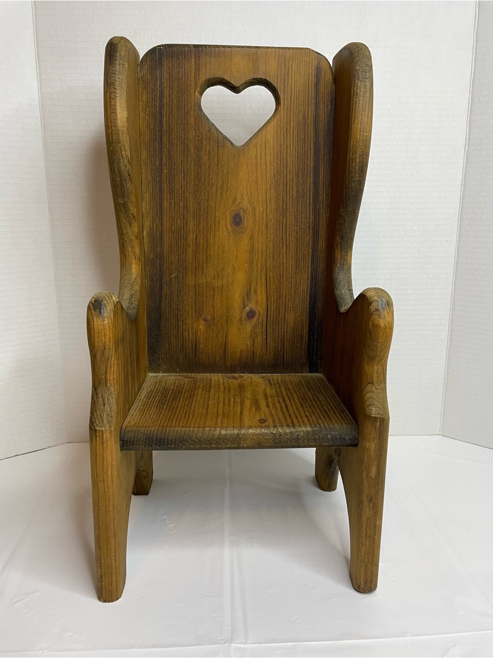 Vintage Wooden Doll Chair with Heart Cutout